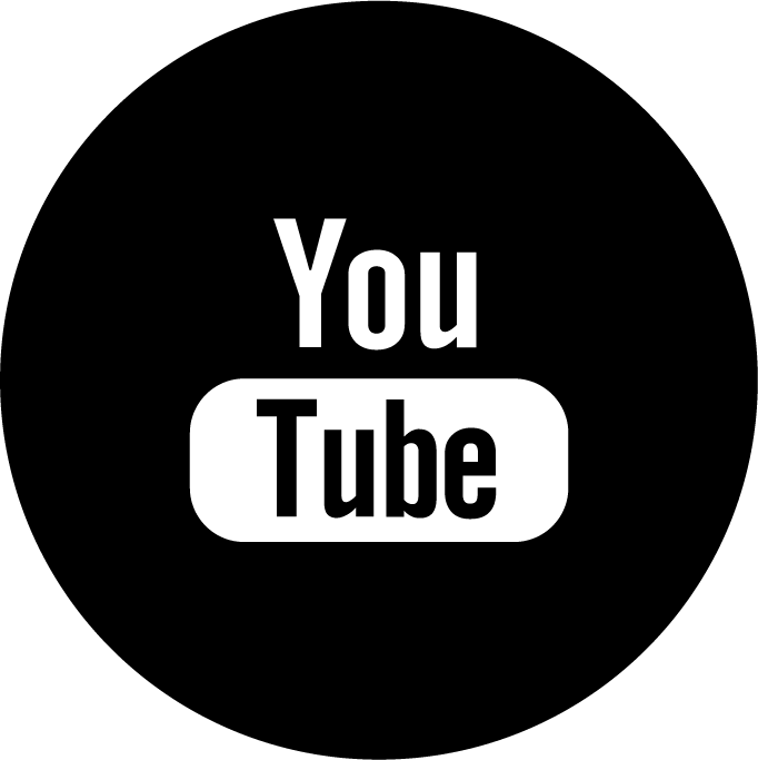 A bold black circle contains the unmistakable YouTube text in white, with 'You' above and 'Tube' inside a rounded rectangle. The design is minimalist and uses a monochrome palette, emphasizing clarity and brand recognition. No additional numbers or people are visible in the image.